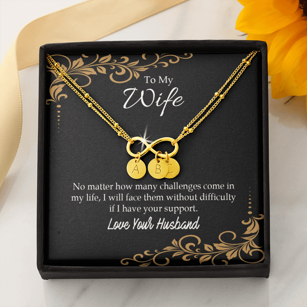 To My Wife No Matter How Many Challenges Infinity Bracelet With Initial Charms - Infinity Bracelet