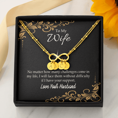 To My Wife No Matter How Many Challenges Infinity Bracelet With Initial Charms - Infinity Bracelet