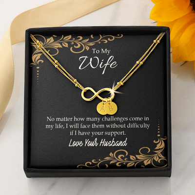 To My Wife No Matter How Many Challenges Infinity Bracelet With Initial Charms - Infinity Bracelet