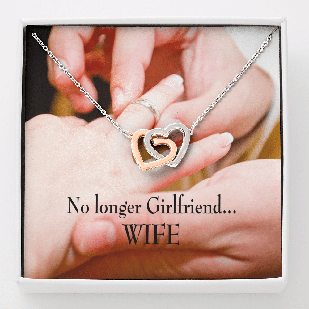 Future Wife Fiance Gift No Longer Girlfriend Inseparable Love Pendant 18k Rose Gold Finish 16� Engagement Wedding Gift - Interlocking Hearts Necklace