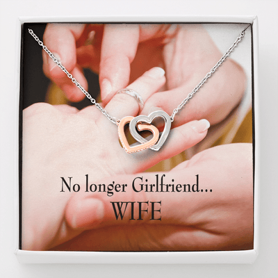 Future Wife Fiance Gift No Longer Girlfriend Inseparable Love Pendant 18k Rose Gold Finish 16� Engagement Wedding Gift - Interlocking Hearts Necklace