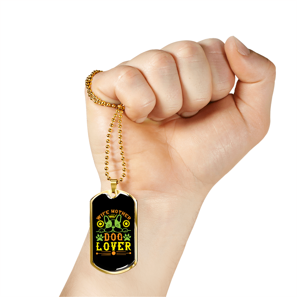 Dog Lover Gift Wife Mother Dog Lover Green Necklace Stainless Steel or 18k Gold Dog Tag 24" Chain - Luxury Love Messages Dog Tag Gifts For Man, Woman