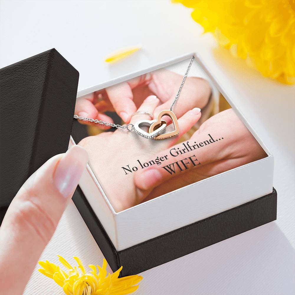 Future Wife Fiance Gift No Longer Girlfriend Inseparable Love Pendant 18k Rose Gold Finish 16� Engagement Wedding Gift - Interlocking Hearts Necklace