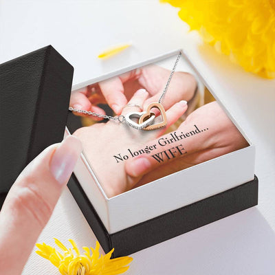 Future Wife Fiance Gift No Longer Girlfriend Inseparable Love Pendant 18k Rose Gold Finish 16� Engagement Wedding Gift - Interlocking Hearts Necklace