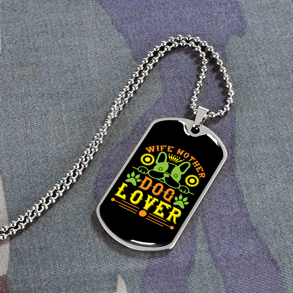 Dog Lover Gift Wife Mother Dog Lover Green Necklace Stainless Steel or 18k Gold Dog Tag 24" Chain - Luxury Love Messages Dog Tag Gifts For Man, Woman