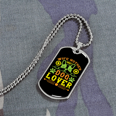 Dog Lover Gift Wife Mother Dog Lover Green Necklace Stainless Steel or 18k Gold Dog Tag 24" Chain - Luxury Love Messages Dog Tag Gifts For Man, Woman