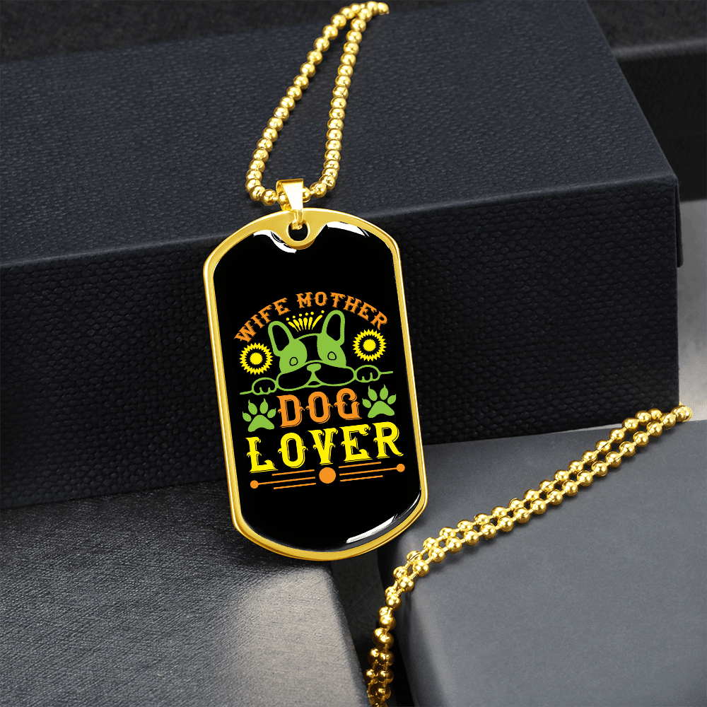Dog Lover Gift Wife Mother Dog Lover Green Necklace Stainless Steel or 18k Gold Dog Tag 24" Chain - Luxury Love Messages Dog Tag Gifts For Man, Woman