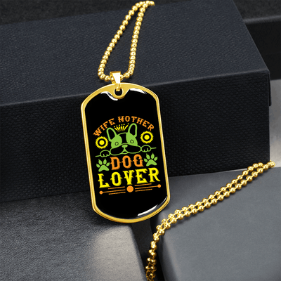 Dog Lover Gift Wife Mother Dog Lover Green Necklace Stainless Steel or 18k Gold Dog Tag 24" Chain - Luxury Love Messages Dog Tag Gifts For Man, Woman