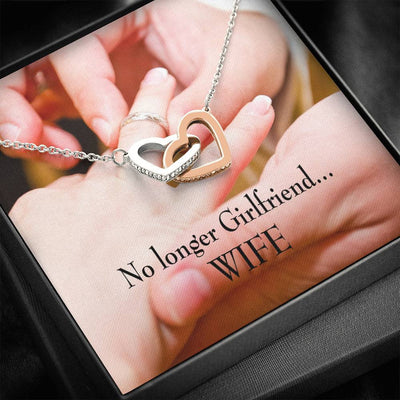 Future Wife Fiance Gift No Longer Girlfriend Inseparable Love Pendant 18k Rose Gold Finish 16� Engagement Wedding Gift - Interlocking Hearts Necklace