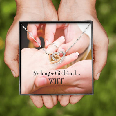 Future Wife Fiance Gift No Longer Girlfriend Inseparable Love Pendant 18k Rose Gold Finish 16� Engagement Wedding Gift - Interlocking Hearts Necklace