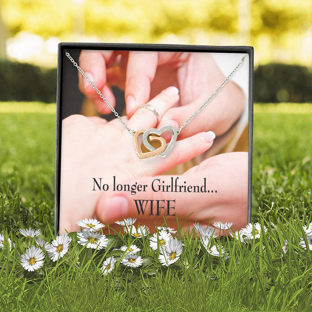Future Wife Fiance Gift No Longer Girlfriend Inseparable Love Pendant 18k Rose Gold Finish 16� Engagement Wedding Gift - Interlocking Hearts Necklace
