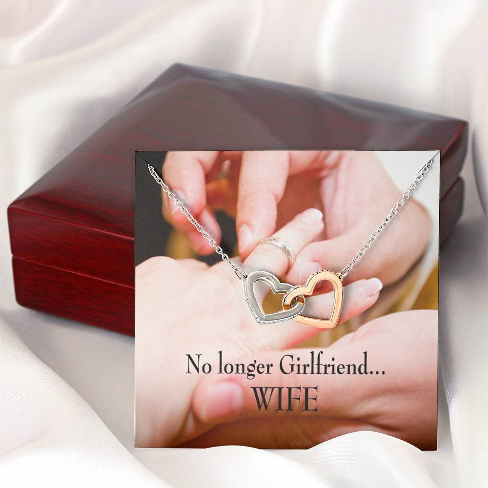 Future Wife Fiance Gift No Longer Girlfriend Inseparable Love Pendant 18k Rose Gold Finish 16� Engagement Wedding Gift - Interlocking Hearts Necklace
