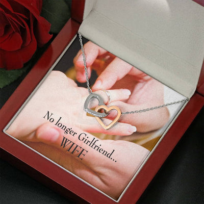 Future Wife Fiance Gift No Longer Girlfriend Inseparable Love Pendant 18k Rose Gold Finish 16� Engagement Wedding Gift - Interlocking Hearts Necklace