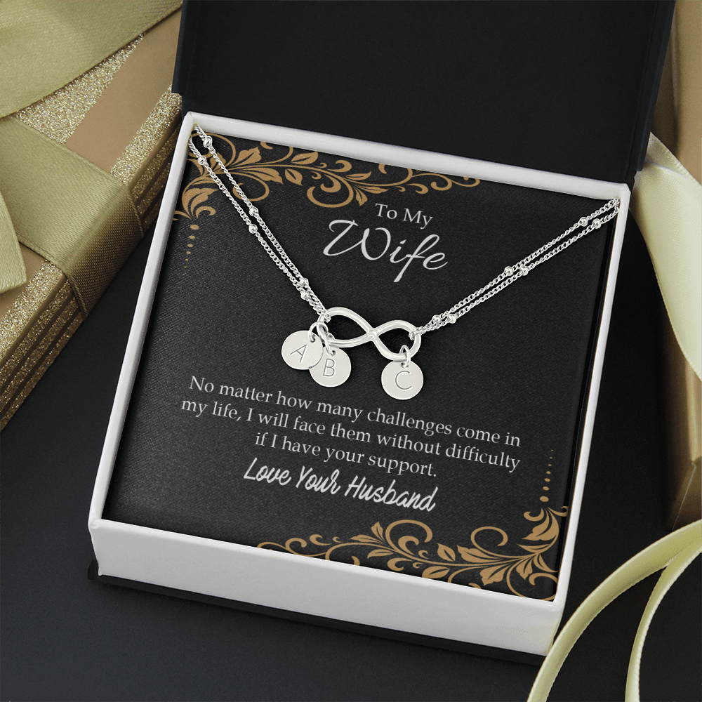 To My Wife No Matter How Many Challenges Infinity Bracelet With Initial Charms - Infinity Bracelet