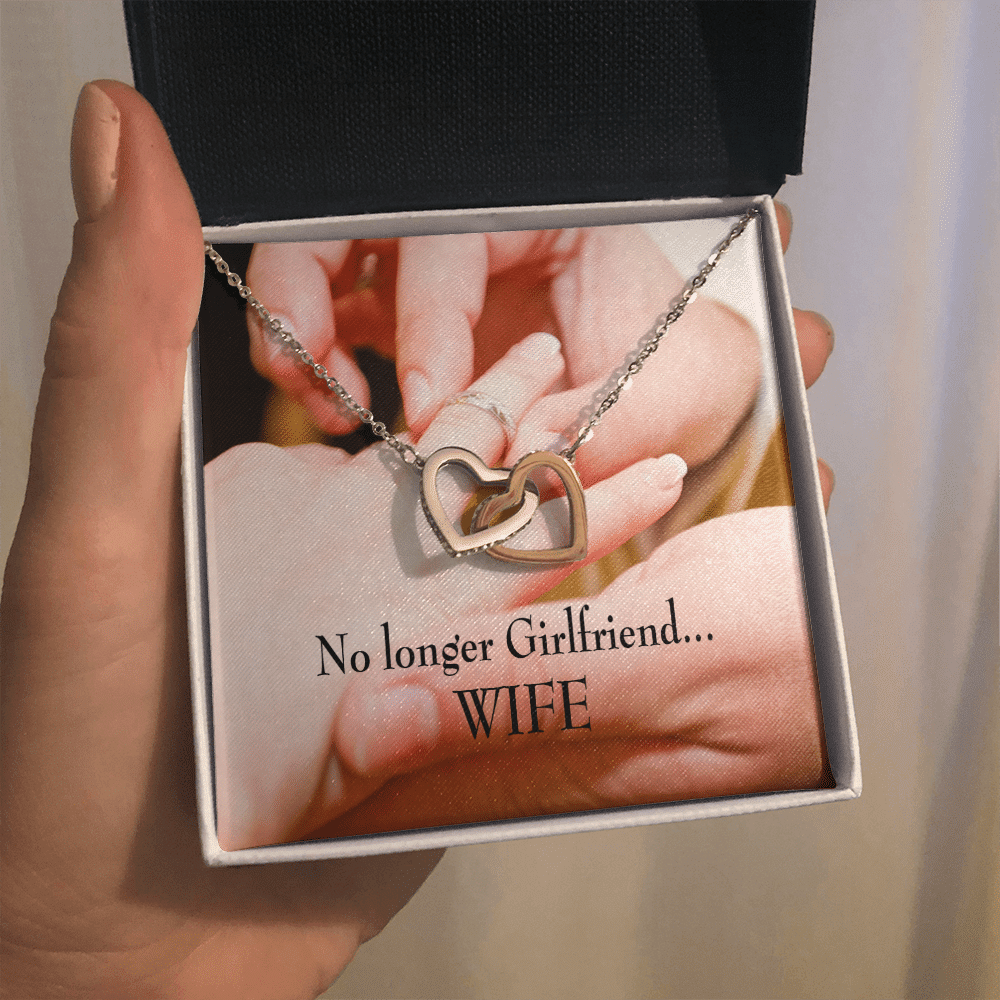 Future Wife Fiance Gift No Longer Girlfriend Inseparable Love Pendant 18k Rose Gold Finish 16� Engagement Wedding Gift - Interlocking Hearts Necklace