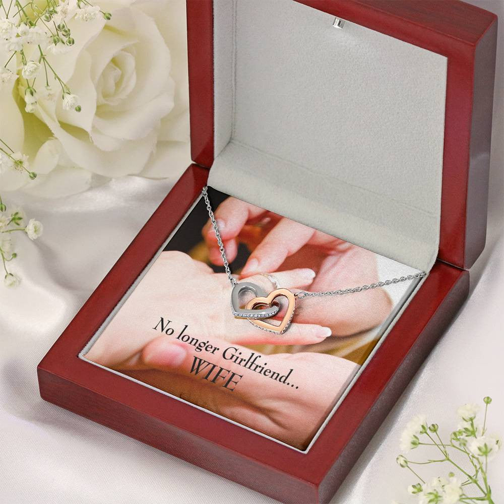 Future Wife Fiance Gift No Longer Girlfriend Inseparable Love Pendant 18k Rose Gold Finish 16� Engagement Wedding Gift - Interlocking Hearts Necklace