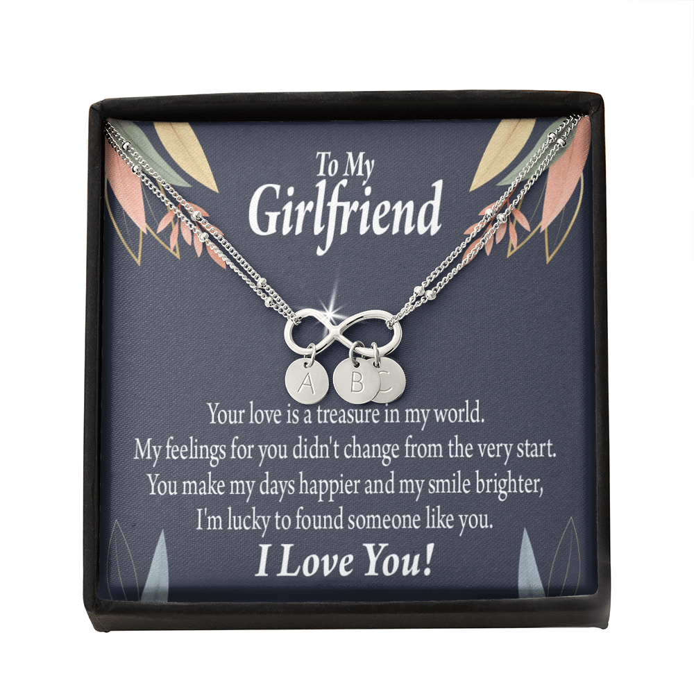 To My Girlfriend You Are My Treasure Infinity Bracelet With Initial Charms - Infinity Bracelet