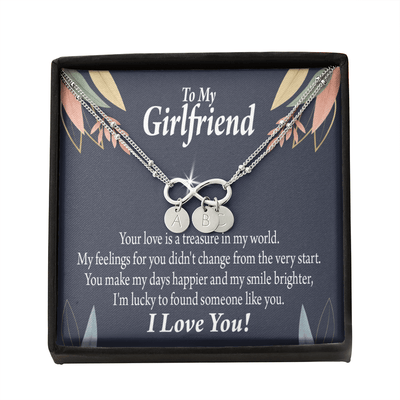 To My Girlfriend You Are My Treasure Infinity Bracelet With Initial Charms - Infinity Bracelet