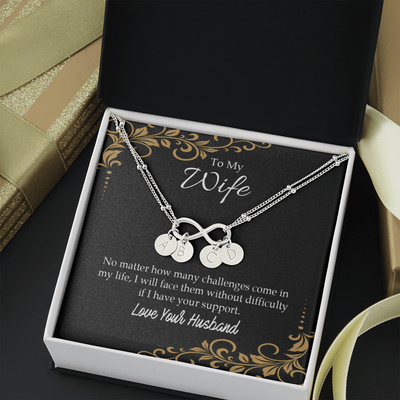 To My Wife No Matter How Many Challenges Infinity Bracelet With Initial Charms - Infinity Bracelet