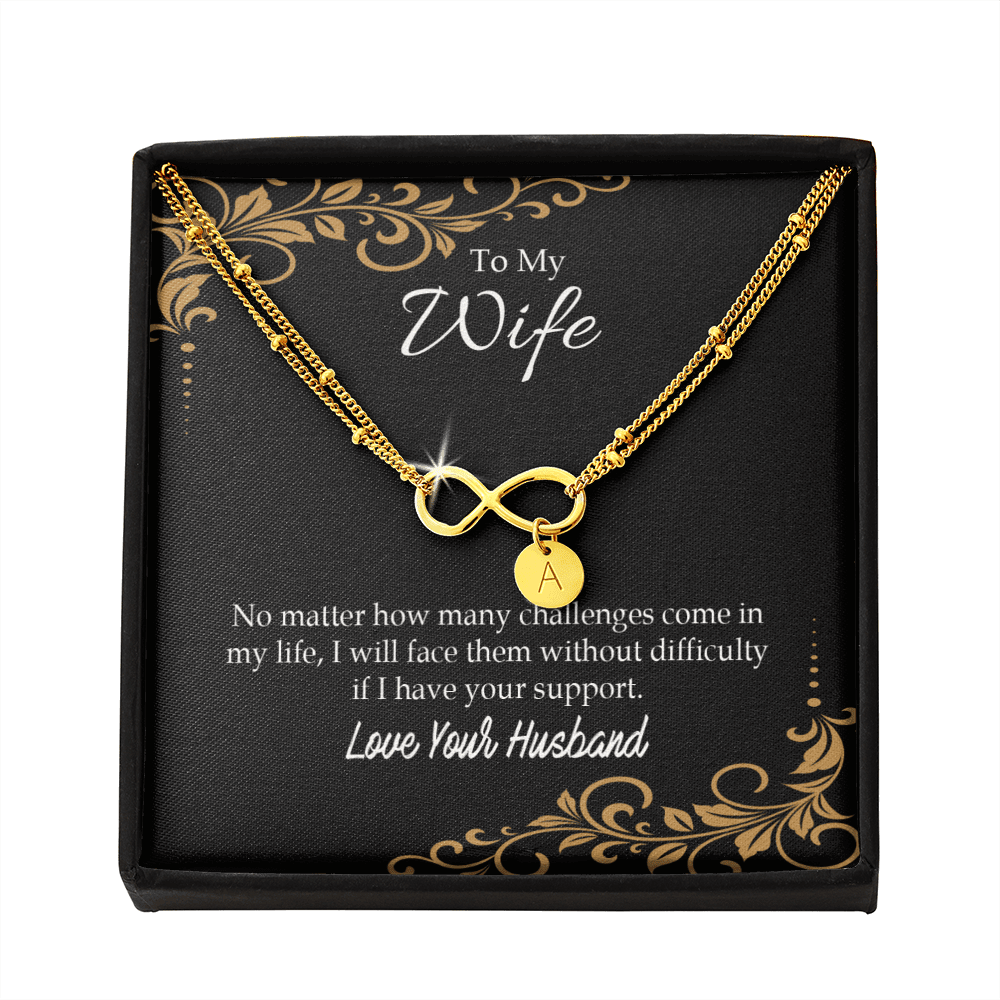 To My Wife No Matter How Many Challenges Infinity Bracelet With Initial Charms - Infinity Bracelet