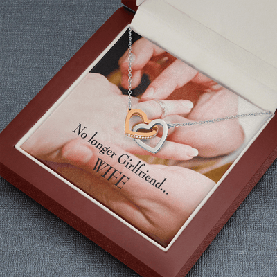 Future Wife Fiance Gift No Longer Girlfriend Inseparable Love Pendant 18k Rose Gold Finish 16� Engagement Wedding Gift - Interlocking Hearts Necklace