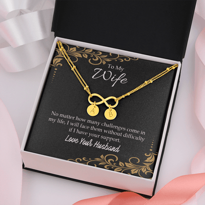 To My Wife No Matter How Many Challenges Infinity Bracelet With Initial Charms - Infinity Bracelet