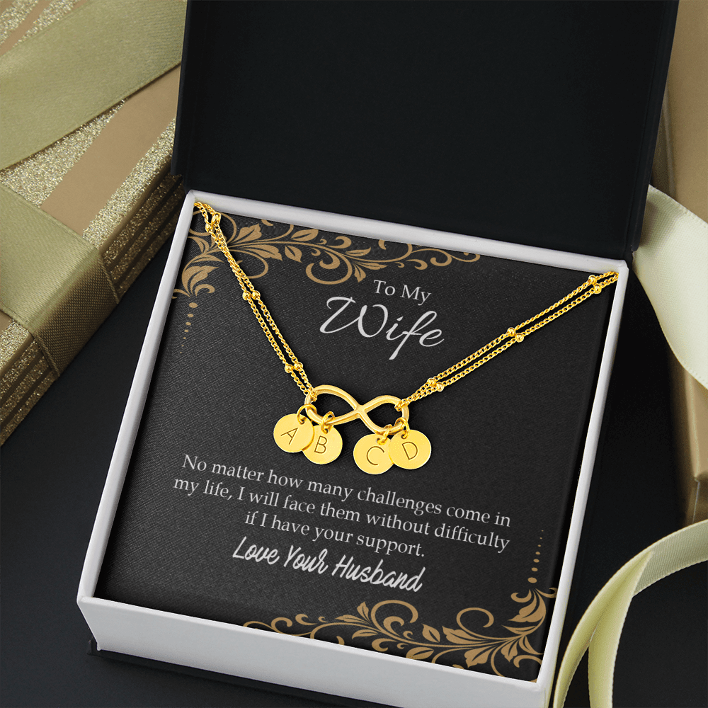 To My Wife No Matter How Many Challenges Infinity Bracelet With Initial Charms - Infinity Bracelet
