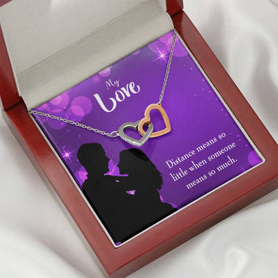 Wife Gift For Wife Birthday Distance Means So Little Inseparable Love Pendant 18k Rose Gold Finish 16� - Interlocking Hearts Necklace