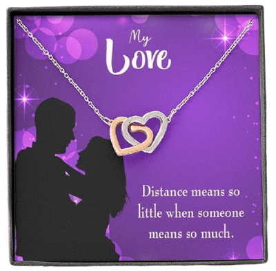 Wife Gift For Wife Birthday Distance Means So Little Inseparable Love Pendant 18k Rose Gold Finish 16� - Interlocking Hearts Necklace