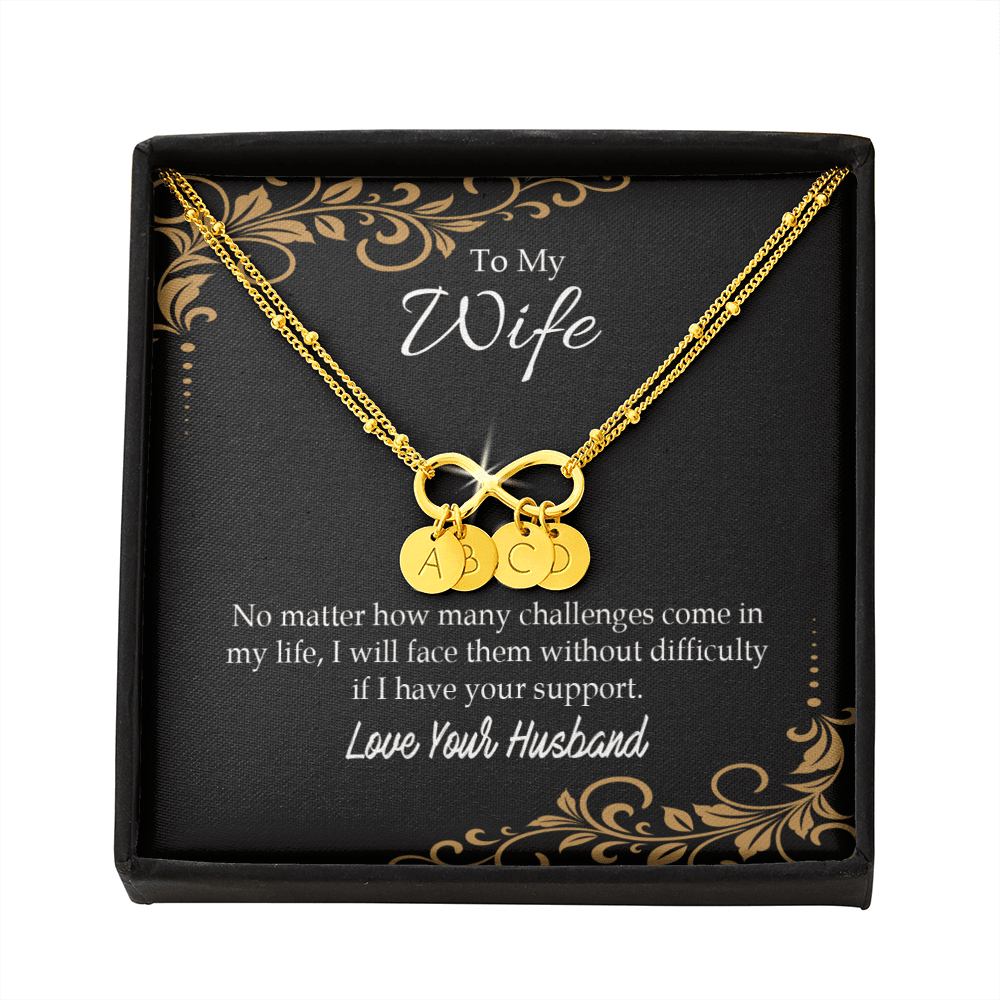 To My Wife No Matter How Many Challenges Infinity Bracelet With Initial Charms - Infinity Bracelet