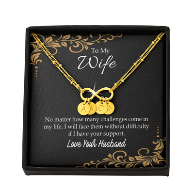 To My Wife No Matter How Many Challenges Infinity Bracelet With Initial Charms - Infinity Bracelet