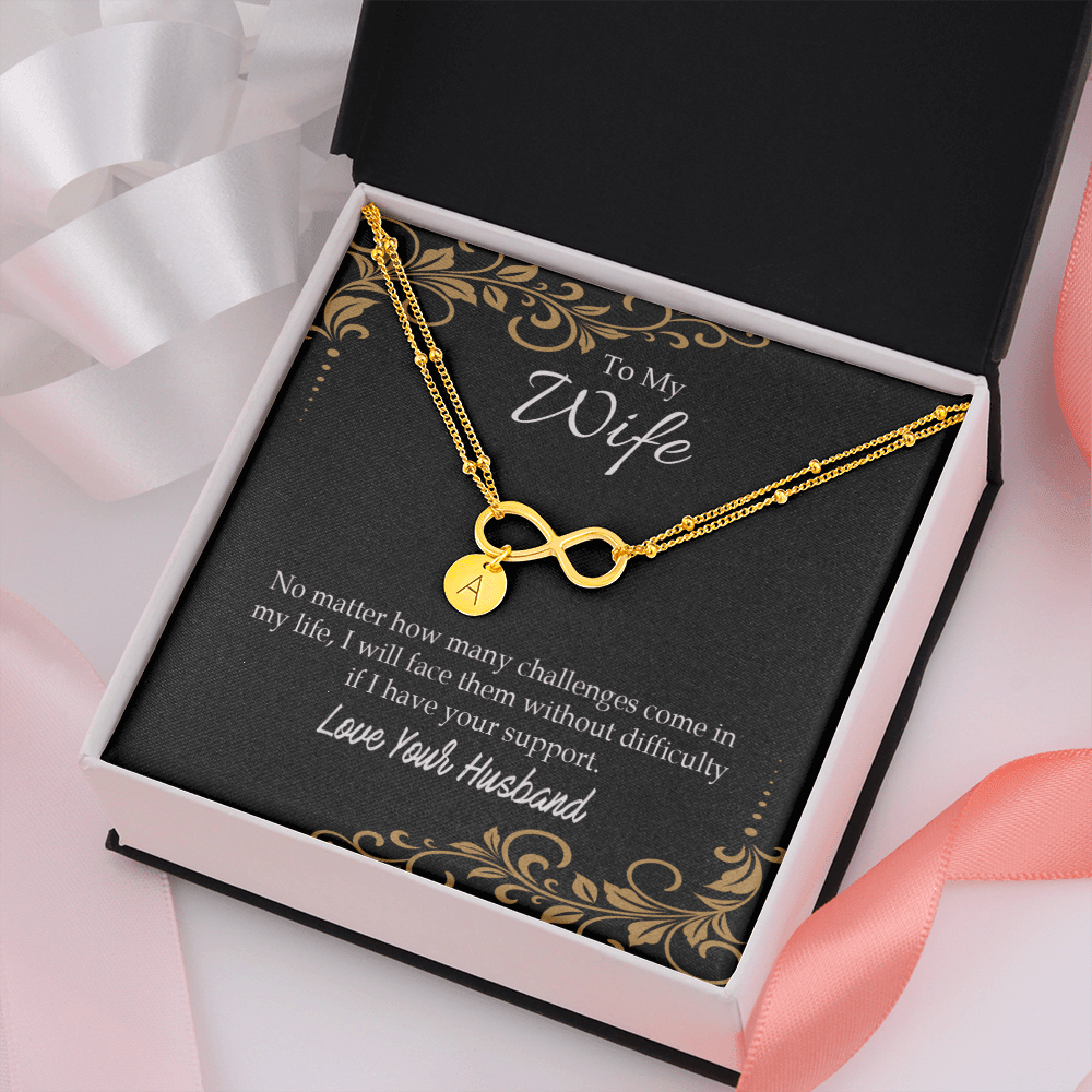 To My Wife No Matter How Many Challenges Infinity Bracelet With Initial Charms - Infinity Bracelet