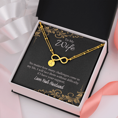 To My Wife No Matter How Many Challenges Infinity Bracelet With Initial Charms - Infinity Bracelet