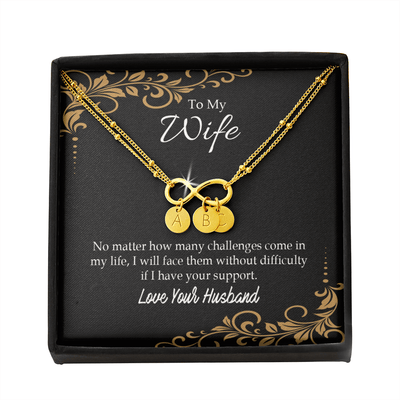 To My Wife No Matter How Many Challenges Infinity Bracelet With Initial Charms - Infinity Bracelet