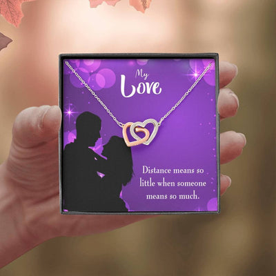 Wife Gift For Wife Birthday Distance Means So Little Inseparable Love Pendant 18k Rose Gold Finish 16� - Interlocking Hearts Necklace