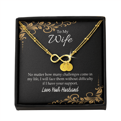 To My Wife No Matter How Many Challenges Infinity Bracelet With Initial Charms - Infinity Bracelet