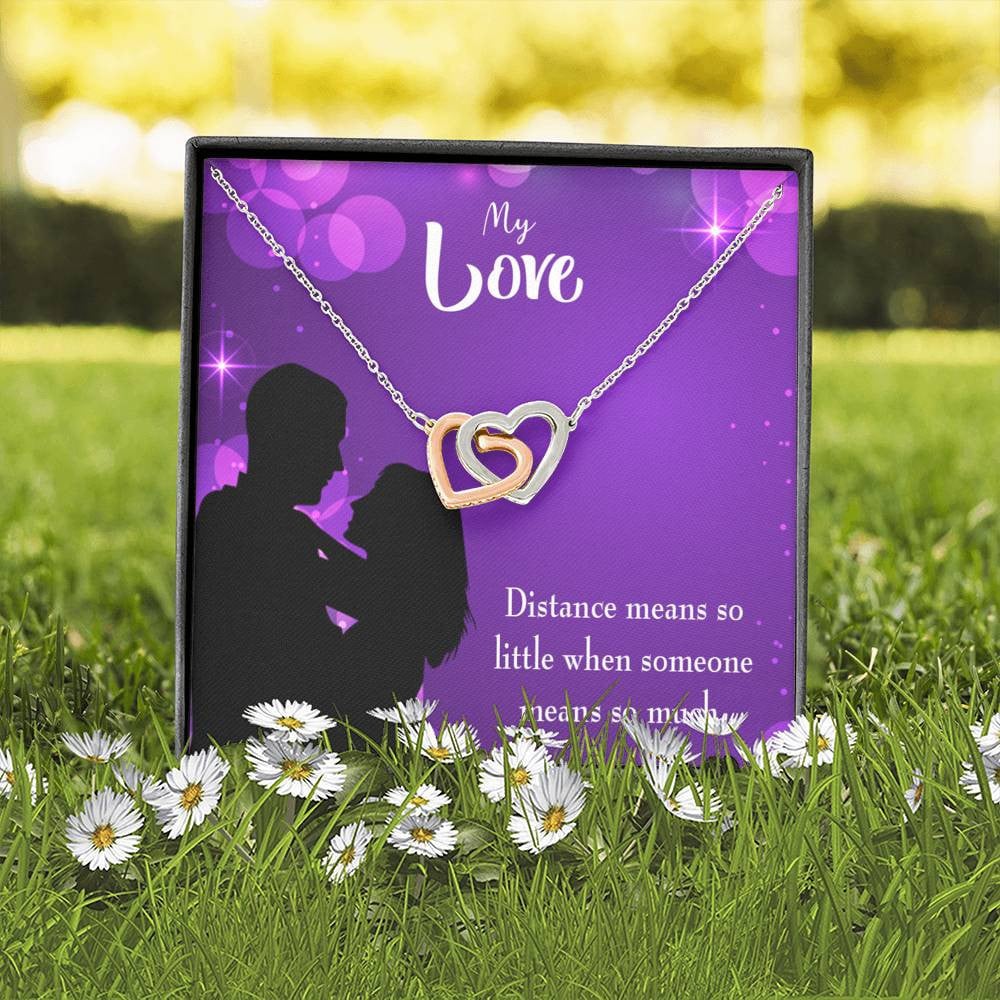 Wife Gift For Wife Birthday Distance Means So Little Inseparable Love Pendant 18k Rose Gold Finish 16� - Interlocking Hearts Necklace