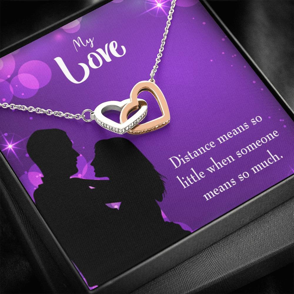 Wife Gift For Wife Birthday Distance Means So Little Inseparable Love Pendant 18k Rose Gold Finish 16� - Interlocking Hearts Necklace