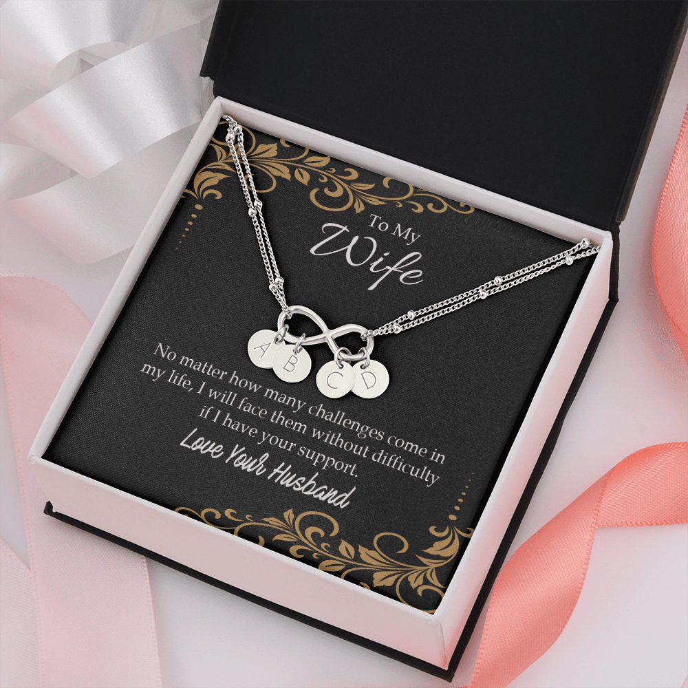 To My Wife No Matter How Many Challenges Infinity Bracelet With Initial Charms - Infinity Bracelet