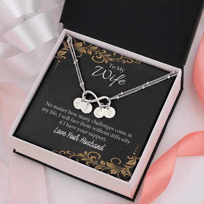 To My Wife No Matter How Many Challenges Infinity Bracelet With Initial Charms - Infinity Bracelet