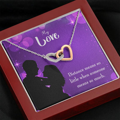 Wife Gift For Wife Birthday Distance Means So Little Inseparable Love Pendant 18k Rose Gold Finish 16� - Interlocking Hearts Necklace