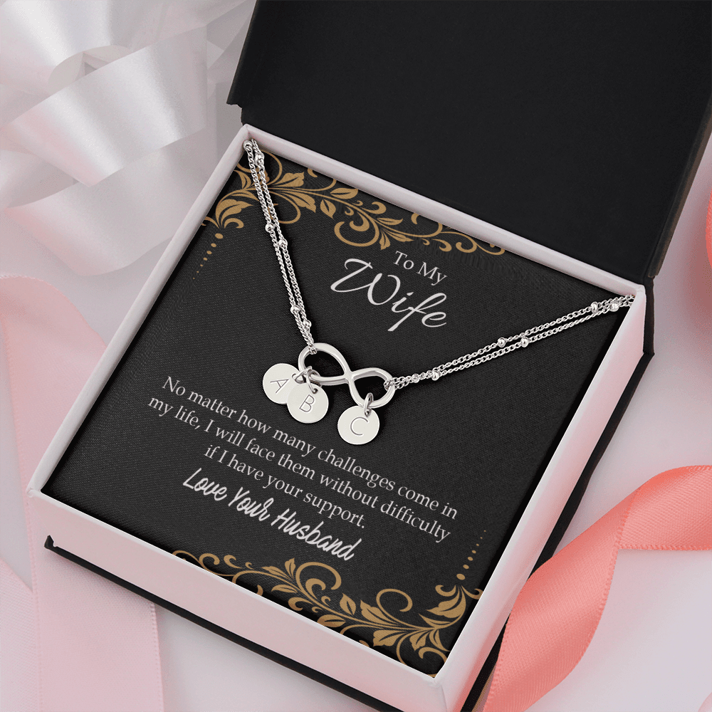 To My Wife No Matter How Many Challenges Infinity Bracelet With Initial Charms - Infinity Bracelet