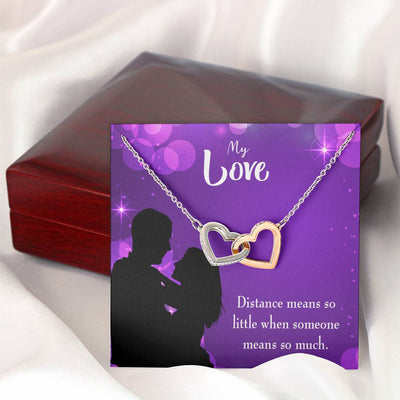 Wife Gift For Wife Birthday Distance Means So Little Inseparable Love Pendant 18k Rose Gold Finish 16� - Interlocking Hearts Necklace