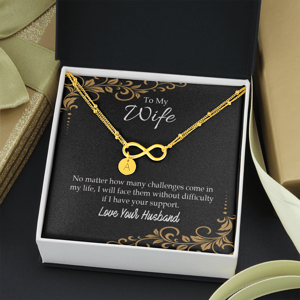 To My Wife No Matter How Many Challenges Infinity Bracelet With Initial Charms - Infinity Bracelet