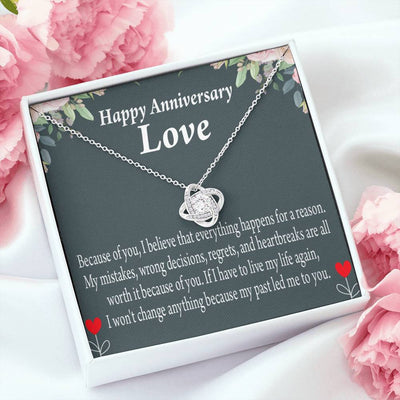 Happy Anniversary Girlfriend Reason For Everything Love Knot Pendant Necklace Stainless Steel W Cz Stone - Luxury Love Knot Necklace Meanful Gift Idea For Her/Him