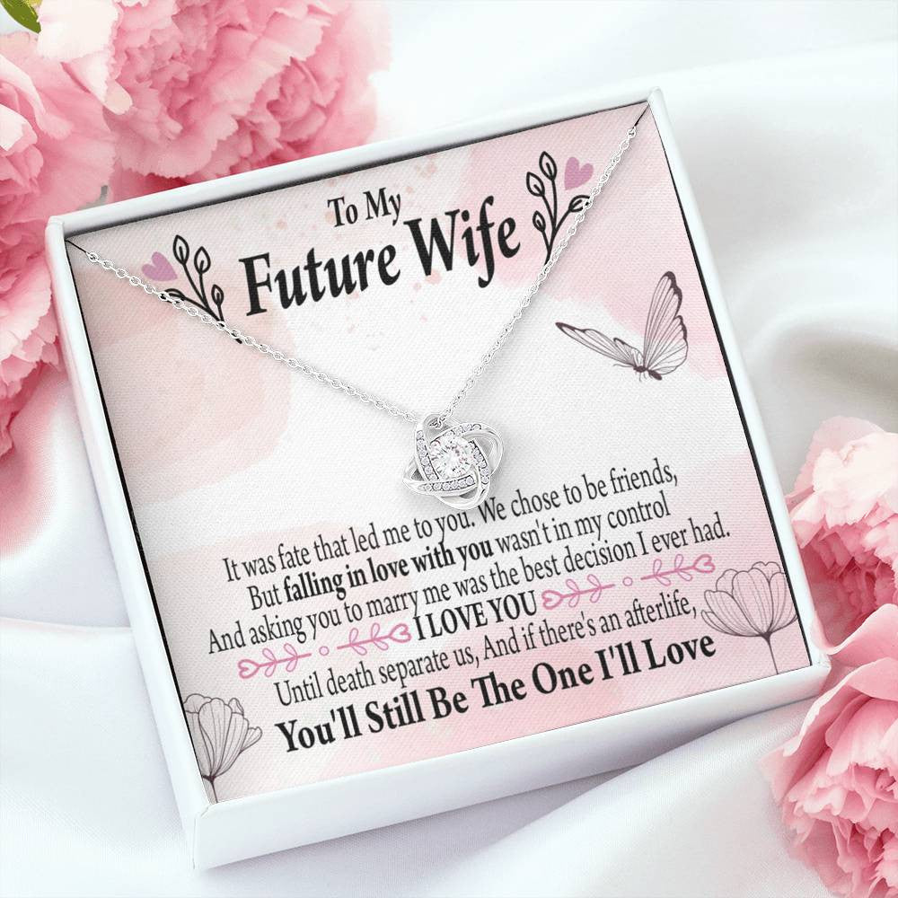 Future Wife The One Love Knot Pendant Necklace Stainless Steel W Cz Stone - Luxury Love Knot Necklace Meanful Gift Idea For Her/Him