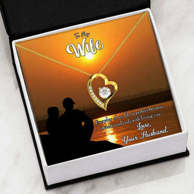 Gift For Wife Life Is Perfect Forever Love NecklaceHeart Pendant Stainless Steel or 18k Gold - Forever Love Necklace Gift Idea For Woman