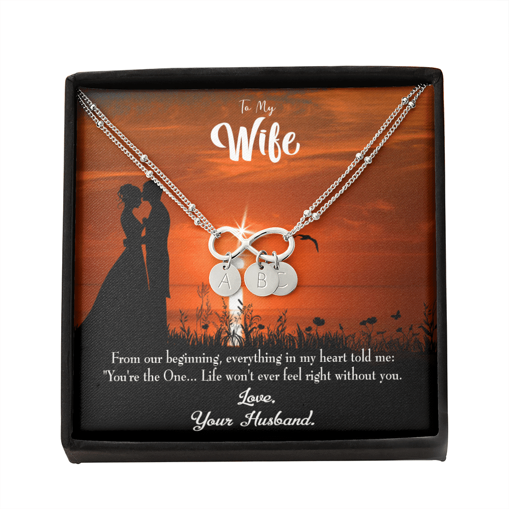To My Wife You're The One Infinity Bracelet With Initial Charms - Infinity Bracelet