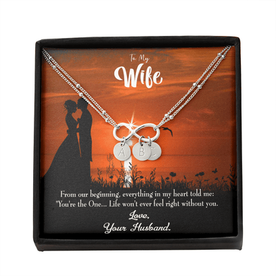 To My Wife You're The One Infinity Bracelet With Initial Charms - Infinity Bracelet