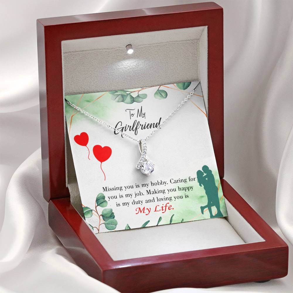 Girlfriend Gift Hobby Job Life Eternity Ribbon Stone Pendant 14K White Gold Stainless Steel Jewelry Gift  - Alluring Beauty Necklace Gift For Her